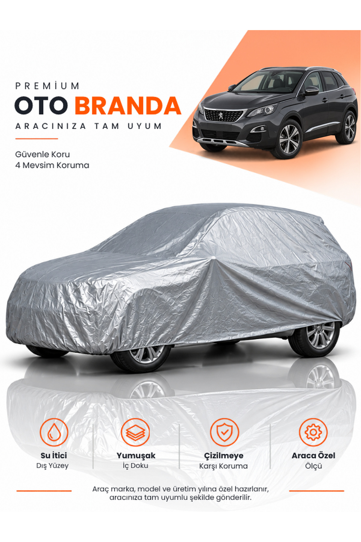 PEUGEOT 3008 2 (2016-2020) SUV Uyumlu Araba Brandası Oto Branda Araba Örtüsü Araç Çadırı