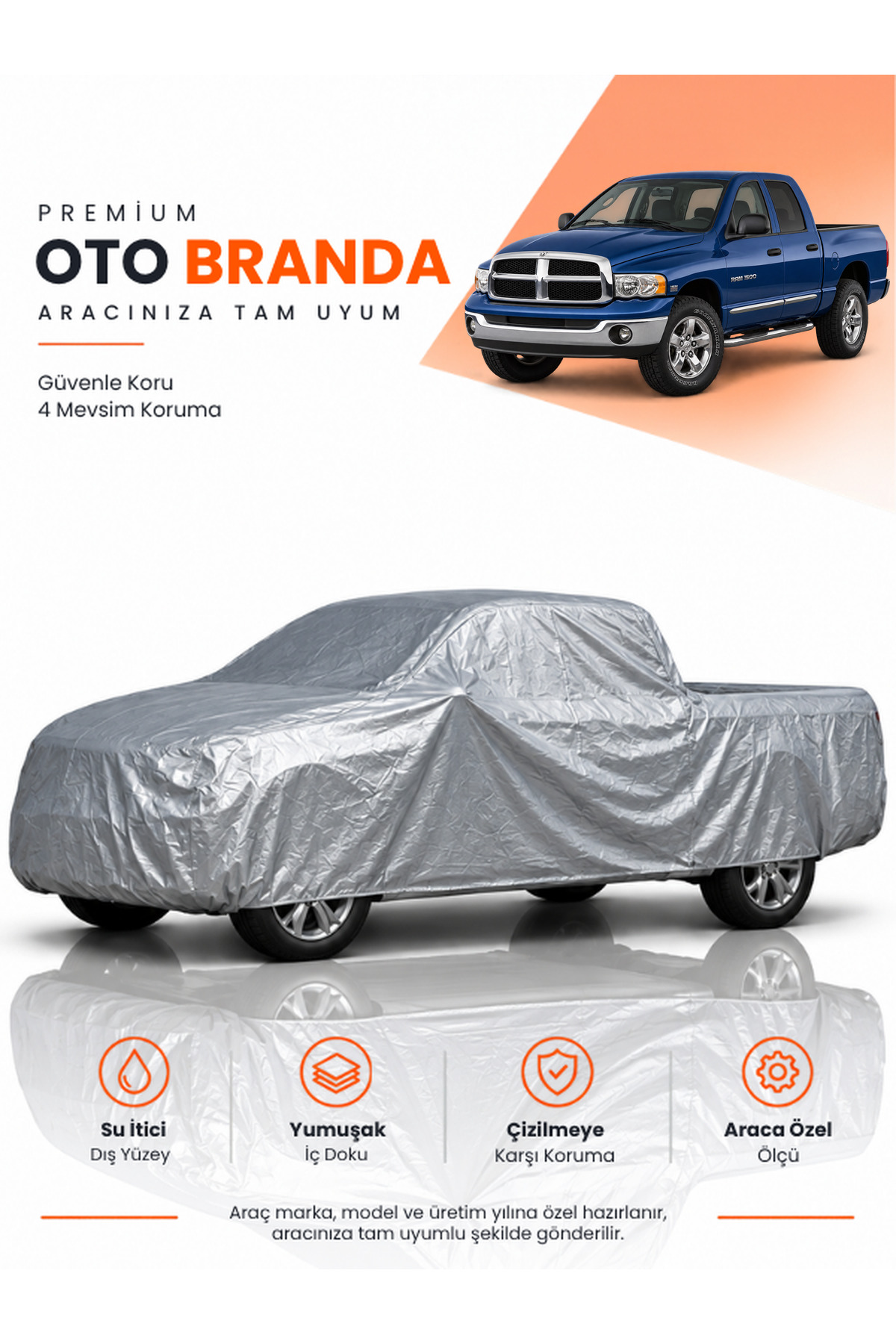 DODGE RAM (2002-2008) PICKUP Uyumlu Araba Brandası Oto Branda Araba Örtüsü Araç Çadırı