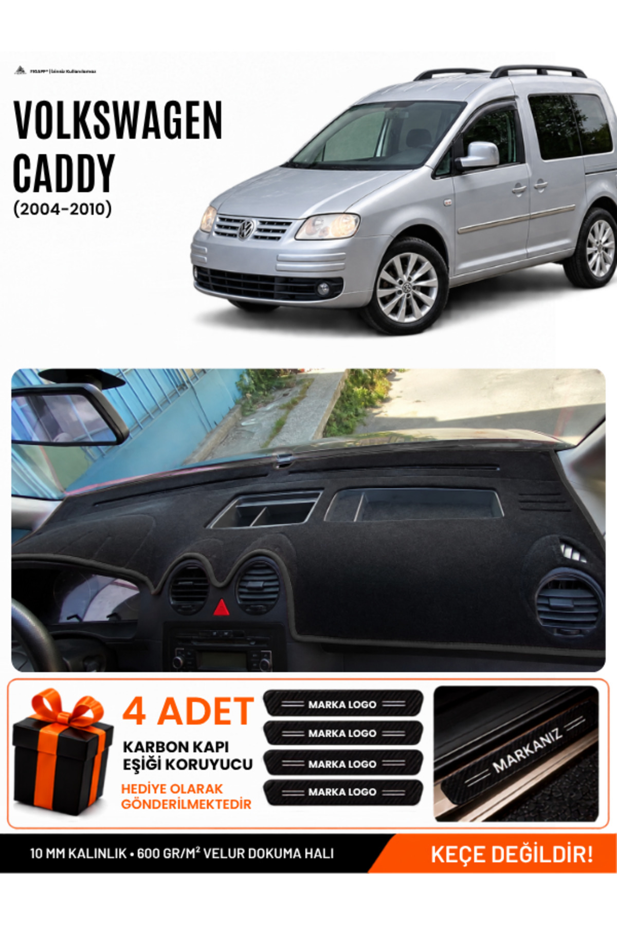 VOLKSWAGEN CADDY (2004-2010) Uyumlu Torpido Siyah