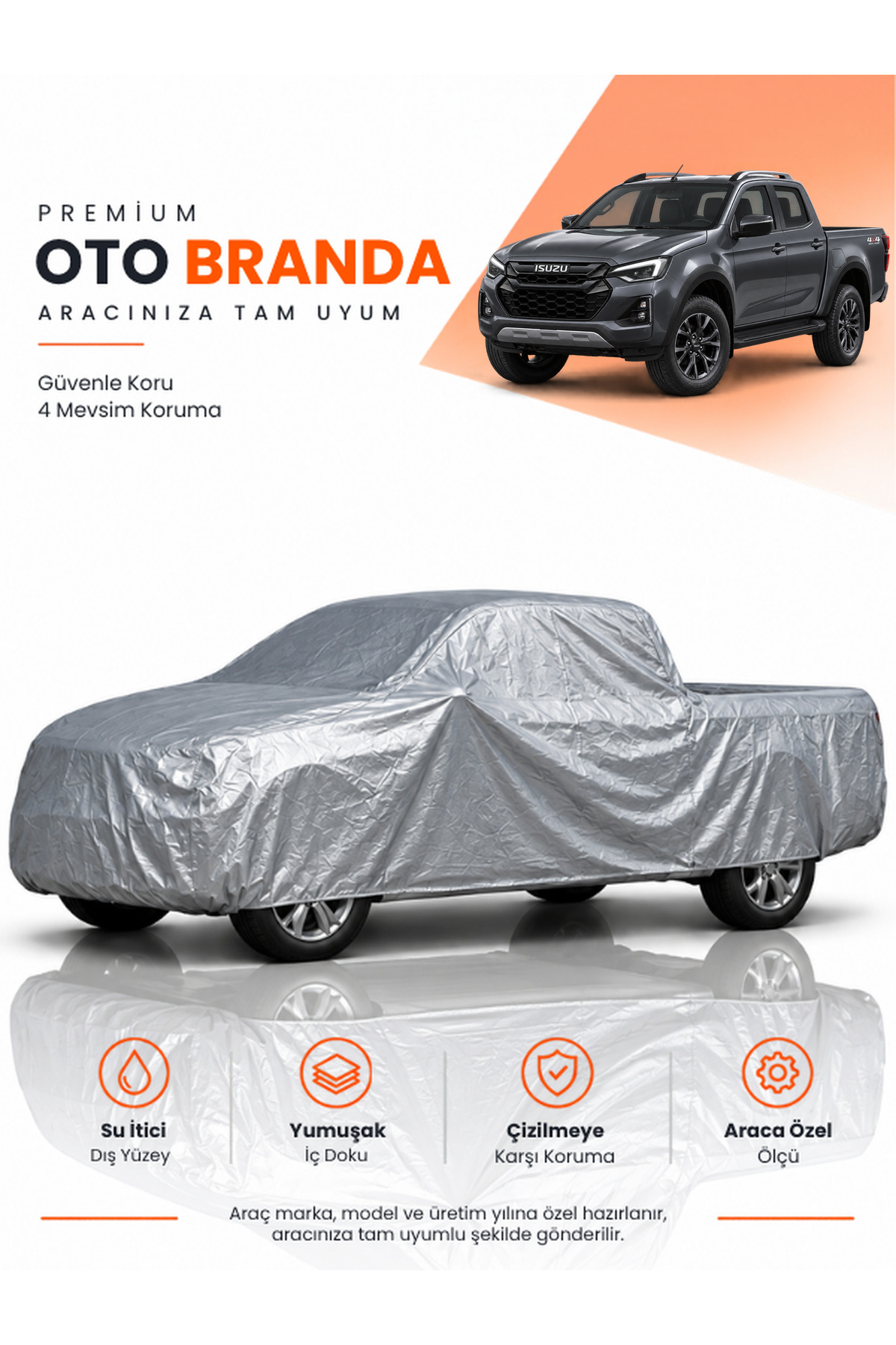 ISUZU D-MAX RG MAKYAJLI (2025-2026) PICKUP Uyumlu Araba Brandası Oto Branda Araba Örtüsü Araç Çadırı