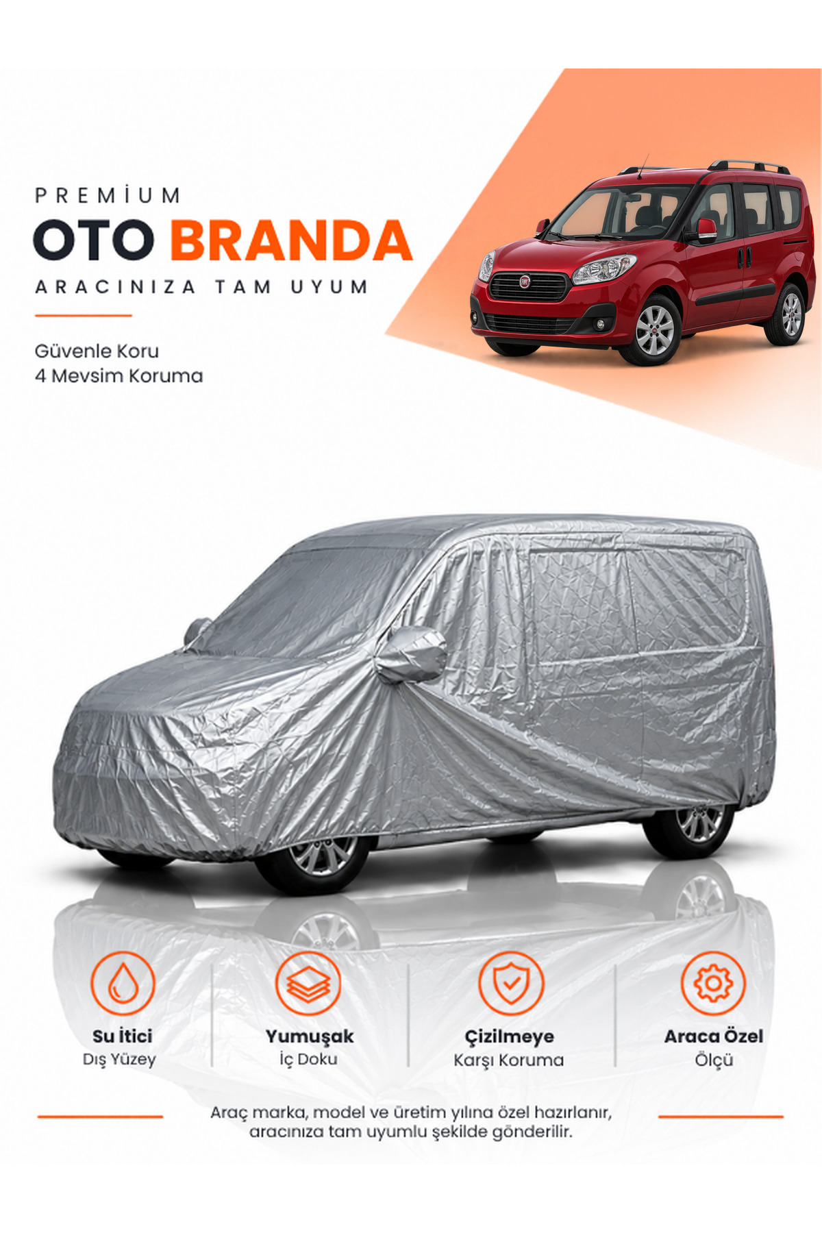 FİAT DOBLO 4 (2010-2022) KOMBİ Uyumlu Araba Brandası Oto Branda Araba Örtüsü Araç Çadırı