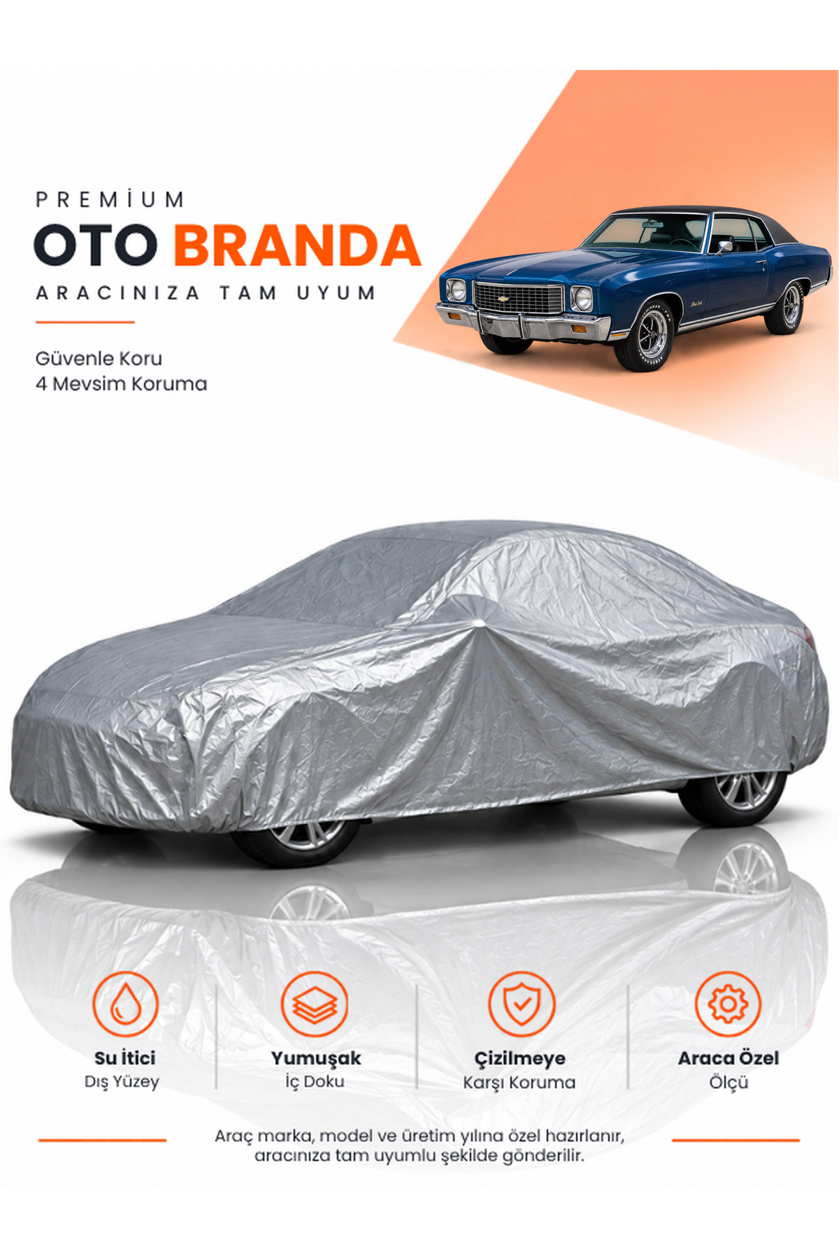 CHEVROLET MONTE CARLO (1970-1972) COUPE Uyumlu Araba Brandası Oto Branda Araba Örtüsü Araç Çadırı