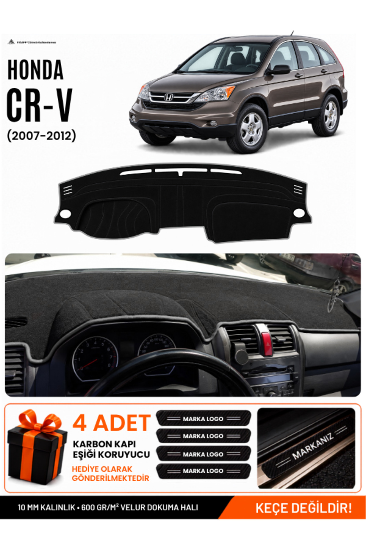 HONDA CR-V (2007-2012) Uyumlu Torpido Siyah-Gri