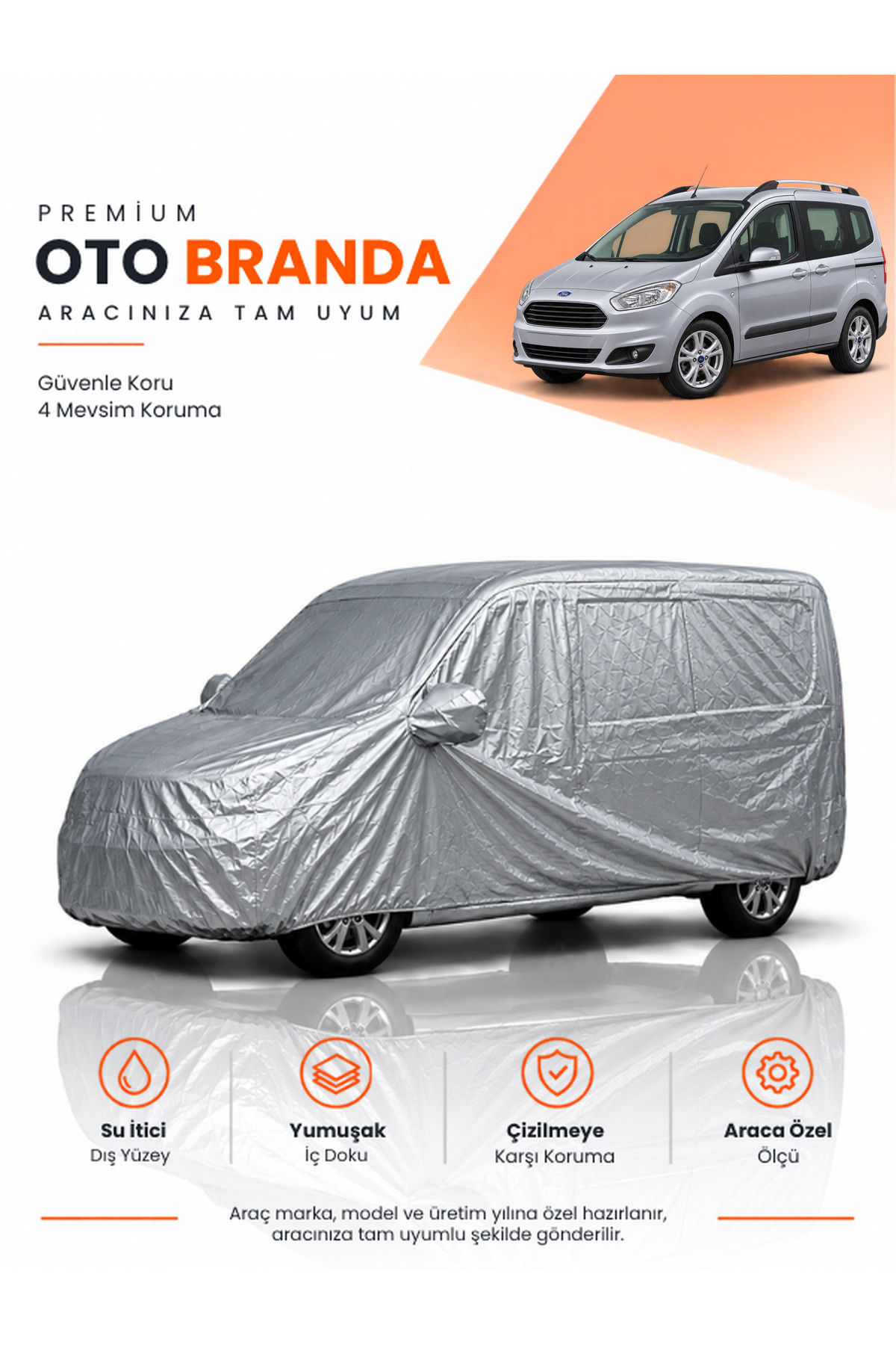 FORD TOURNEO COURİER (2014-2018) KOMBİ Uyumlu Araba Brandası Oto Branda Araba Örtüsü Araç Çadırı