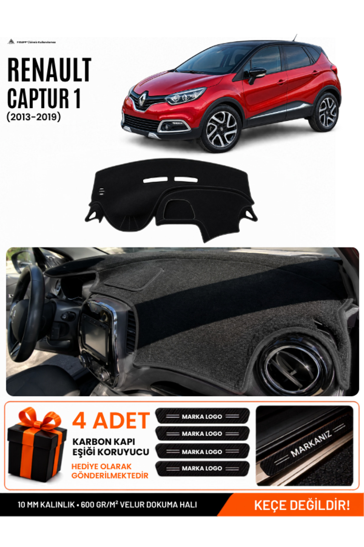 RENAULT CAPTUR 1 (2013-2019) Uyumlu Torpido Siyah