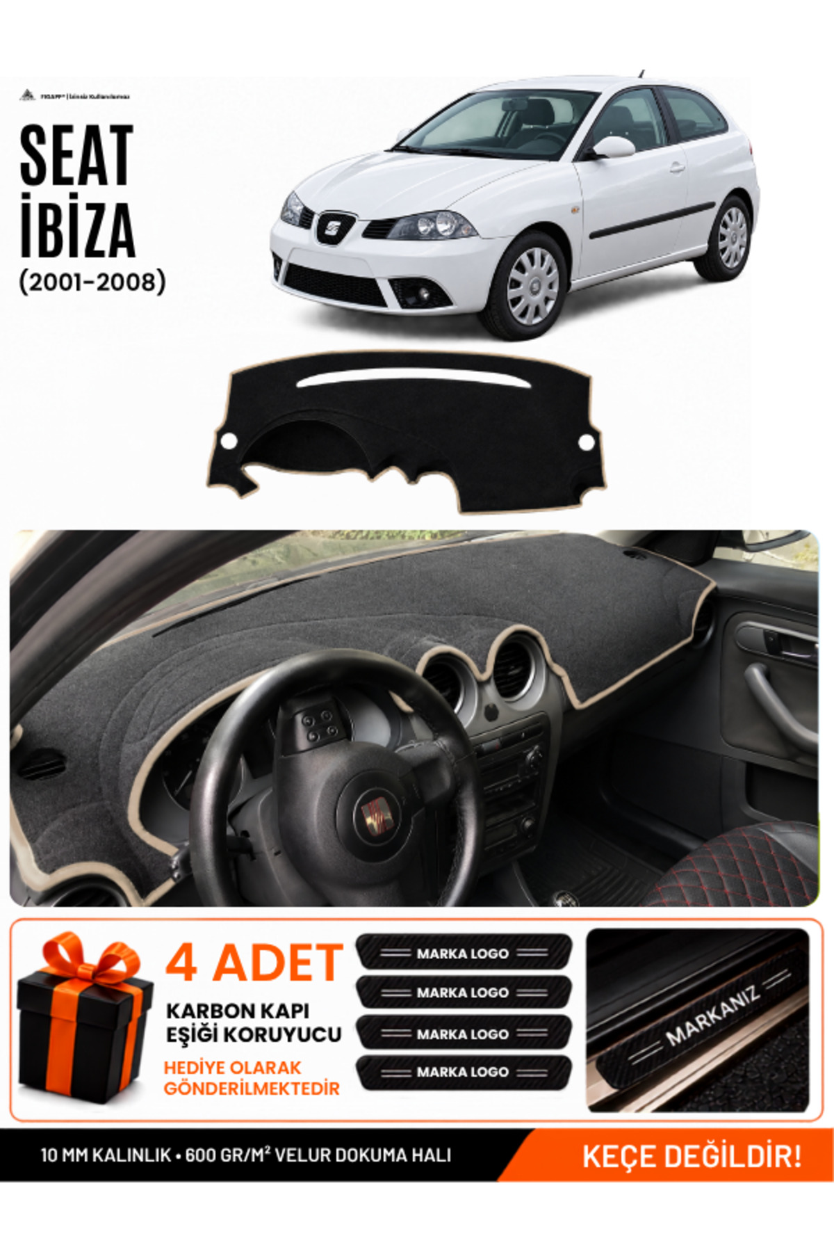 SEAT IBIZA (2001-2008) Uyumlu Torpido Siyah-Bej