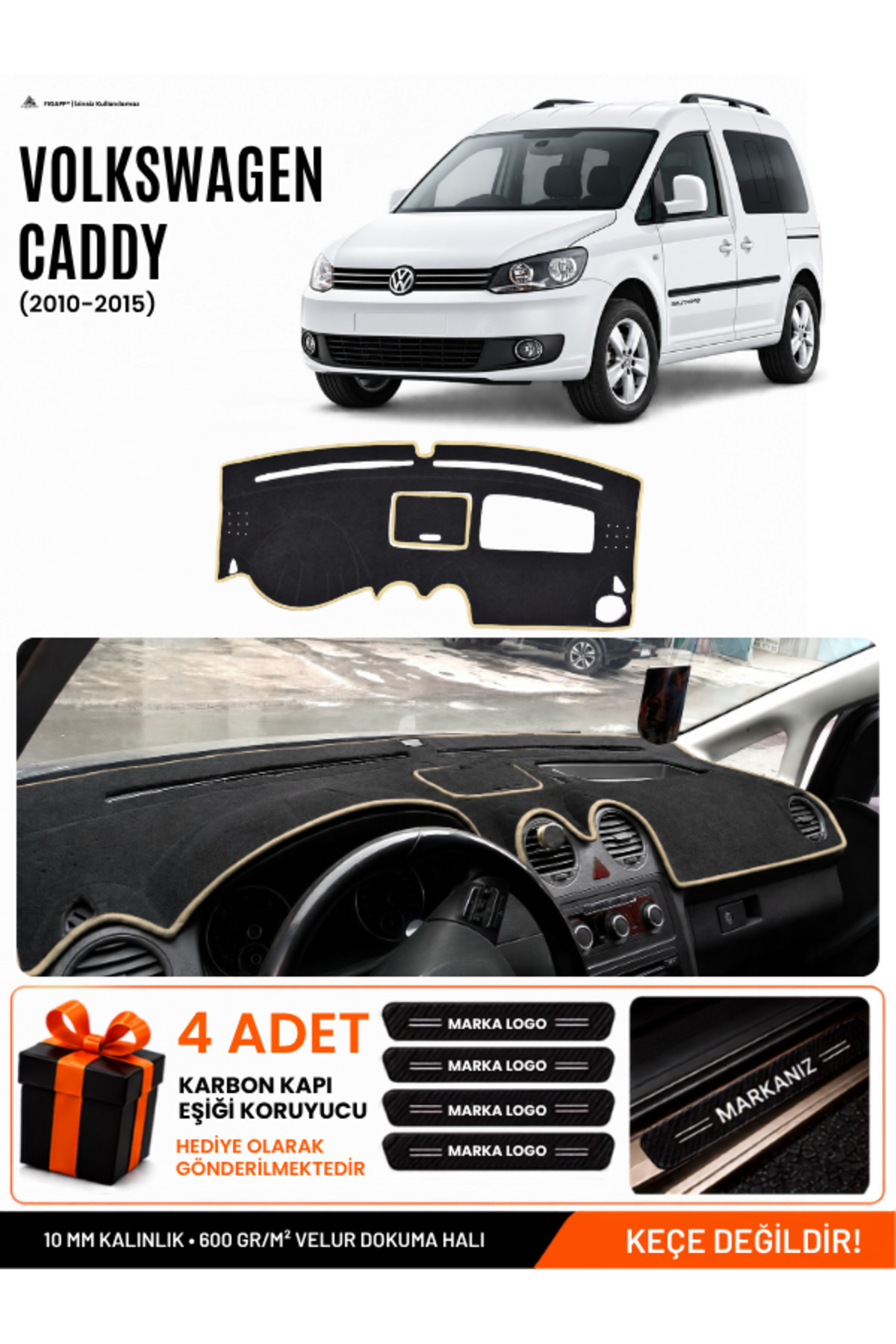 VOLKSWAGEN CADDY (2010-2015) Uyumlu Torpido Siyah-Bej