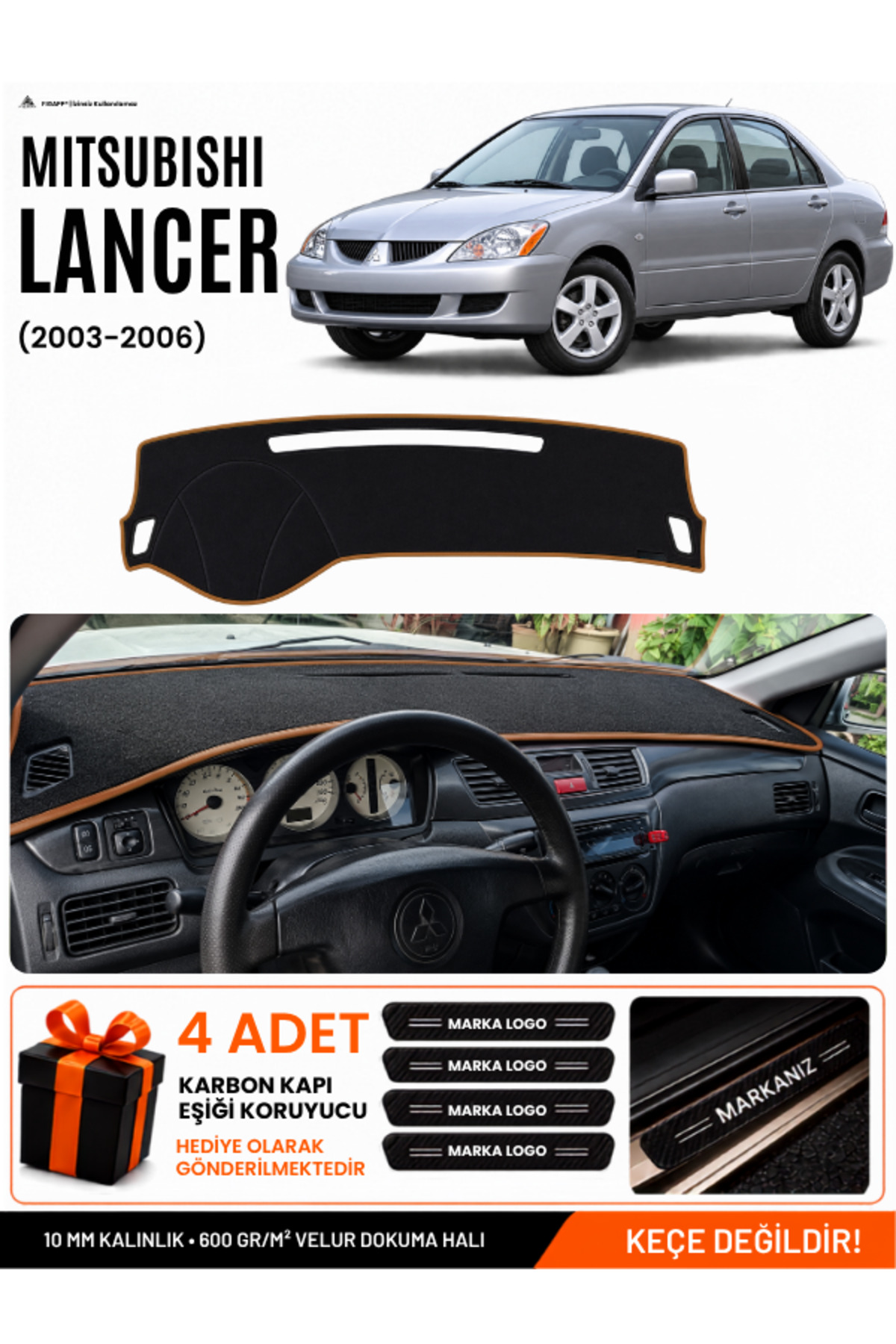 MITSUBISHI LANCER (2003-2006) Uyumlu Torpido Siyah-Kahverengi