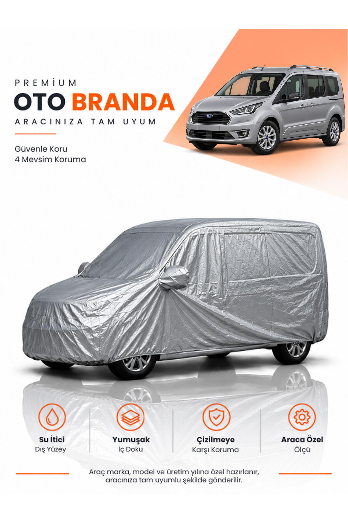 FORD TOURNEO CONNECT 3 CAMLI (2022-2026) KOMBİ Uyumlu Araba Brandası Oto Branda Araba Örtüsü