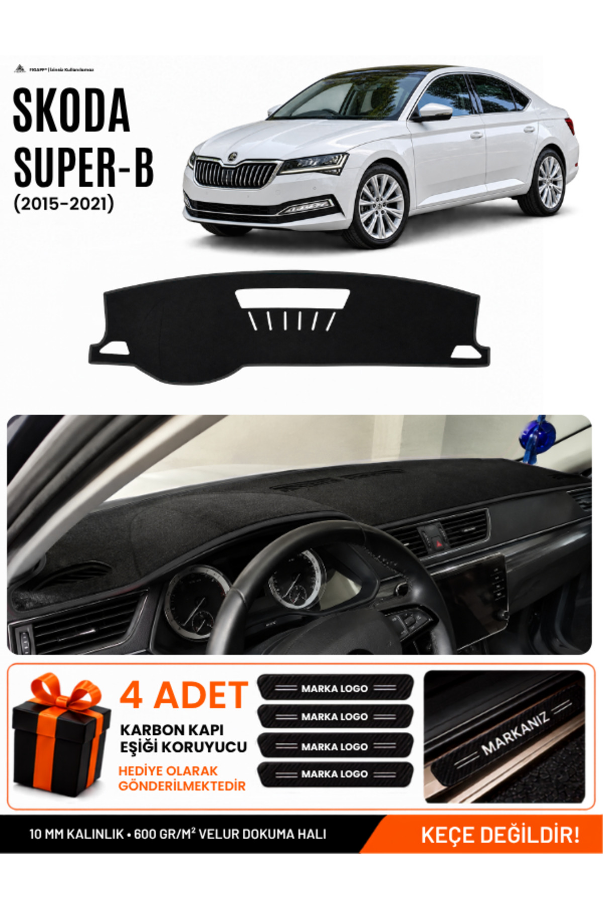 SKODA SUPER-B (2015-2021) Uyumlu Torpido Siyah