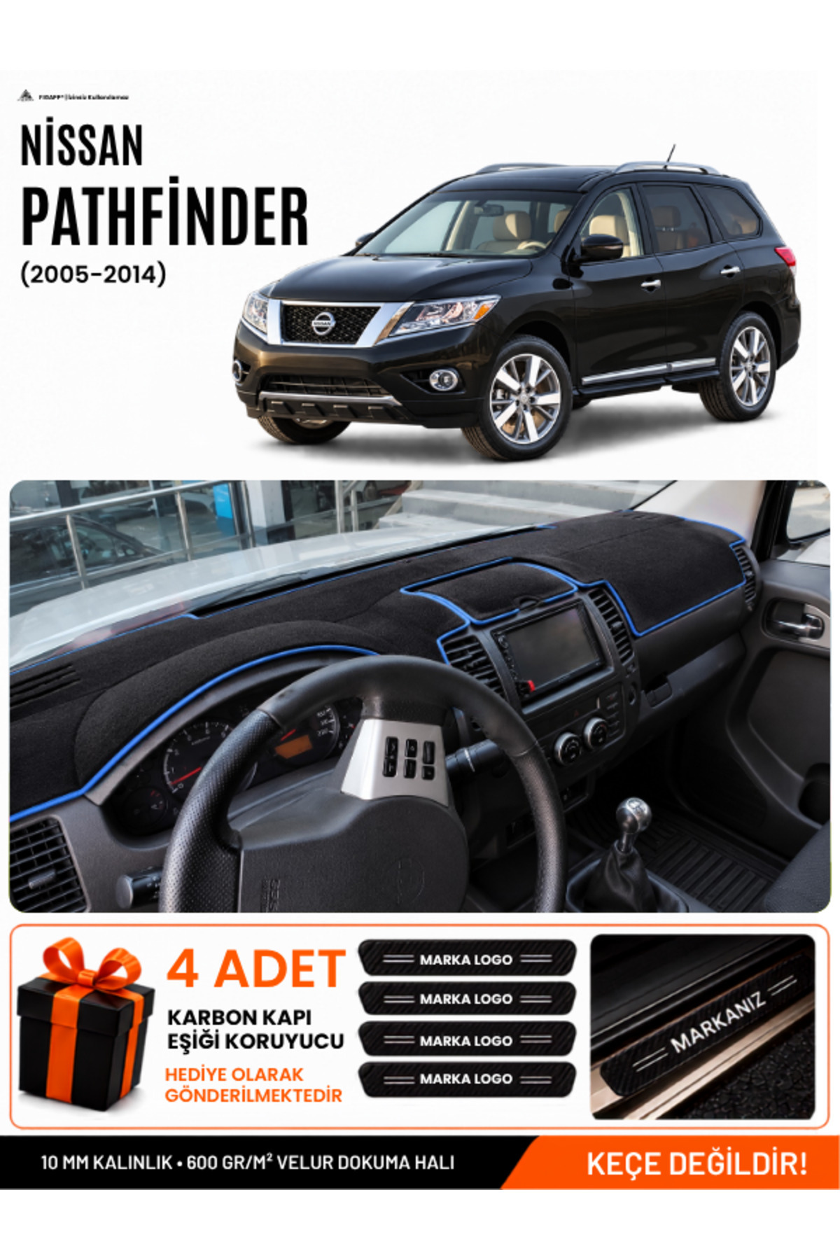 NİSSAN PATHFİNDER (2005-2014) Uyumlu Torpido Siyah-Mavi