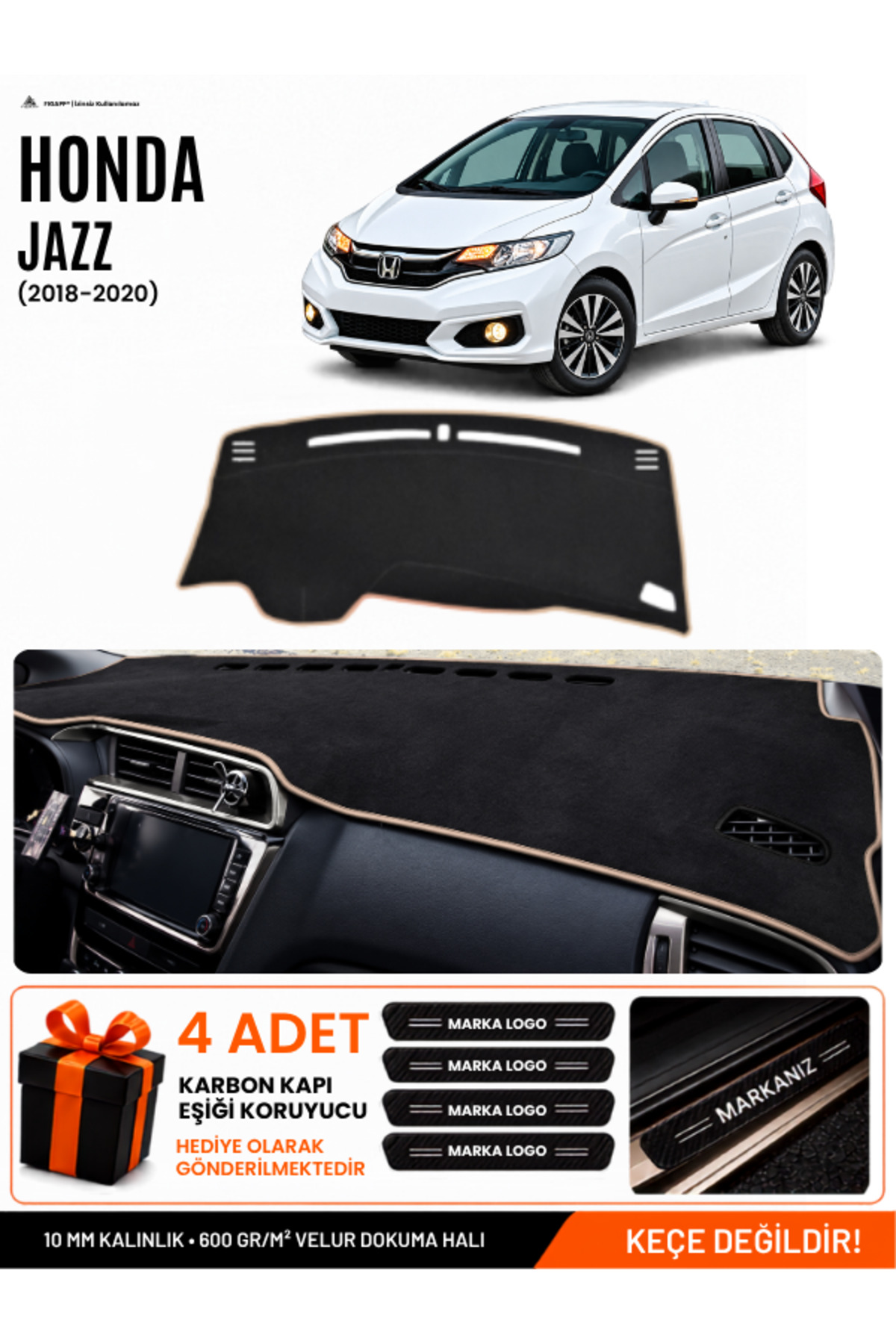 HONDA JAZZ (2018-2020) Uyumlu Torpido Siyah-Bej