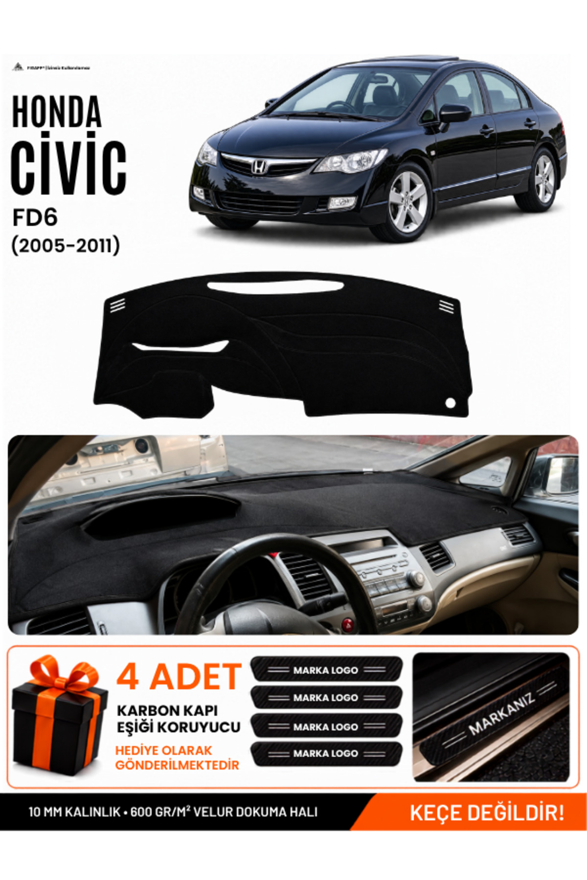 HONDA CIVIC FD6 (2005-2011) Uyumlu Torpido Siyah