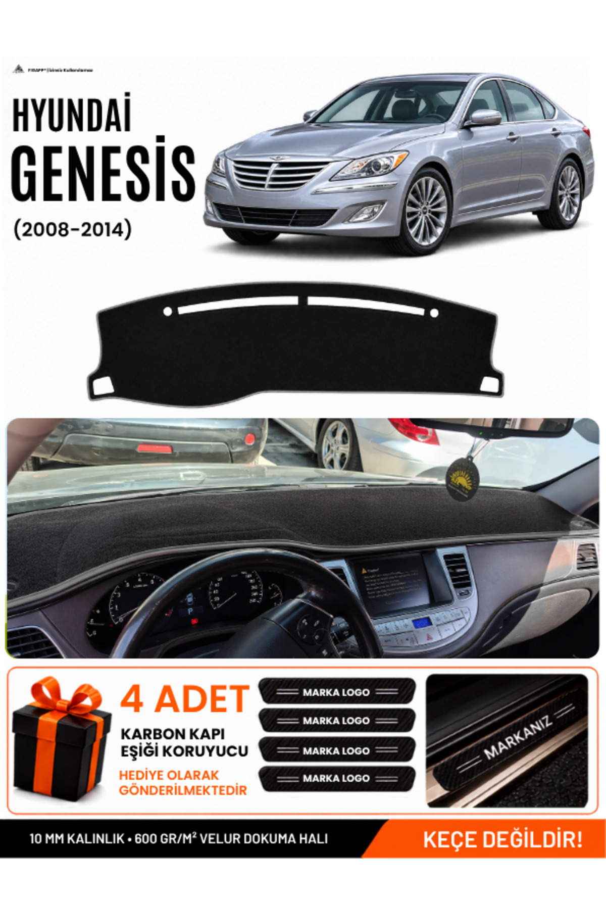 HYUNDAİ GENESİS (2008-2014) Uyumlu Torpido Siyah-Gri