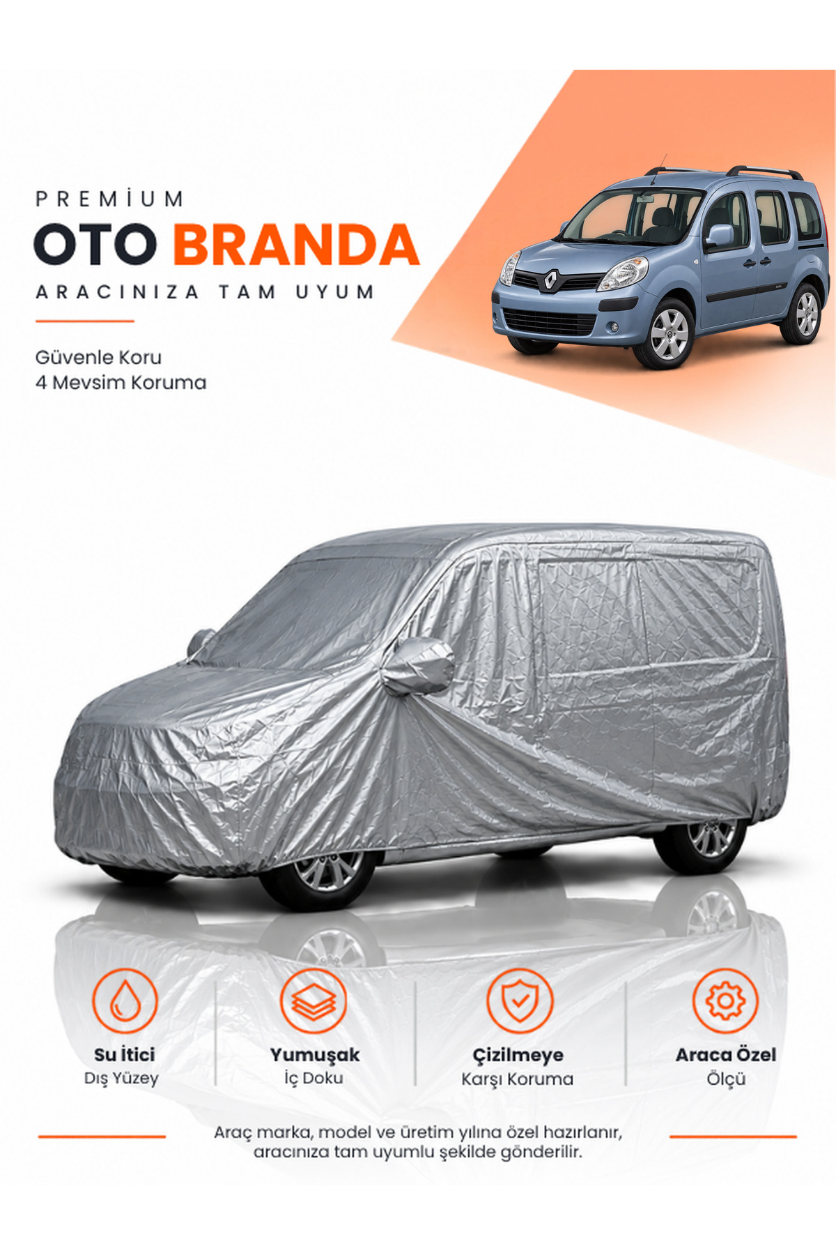 RENAULT KANGOO 2 MULTİX CAMLI (2008-2013) KOMBİ Uyumlu Araba Brandası Oto Branda Araba Örtüsü