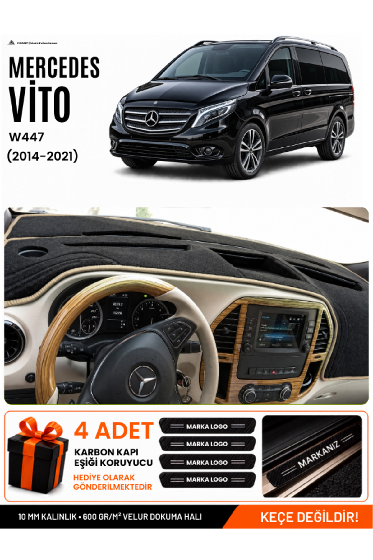 MERCEDES VİTO W447 (2014-2021) Uyumlu Torpido Siyah-Bej