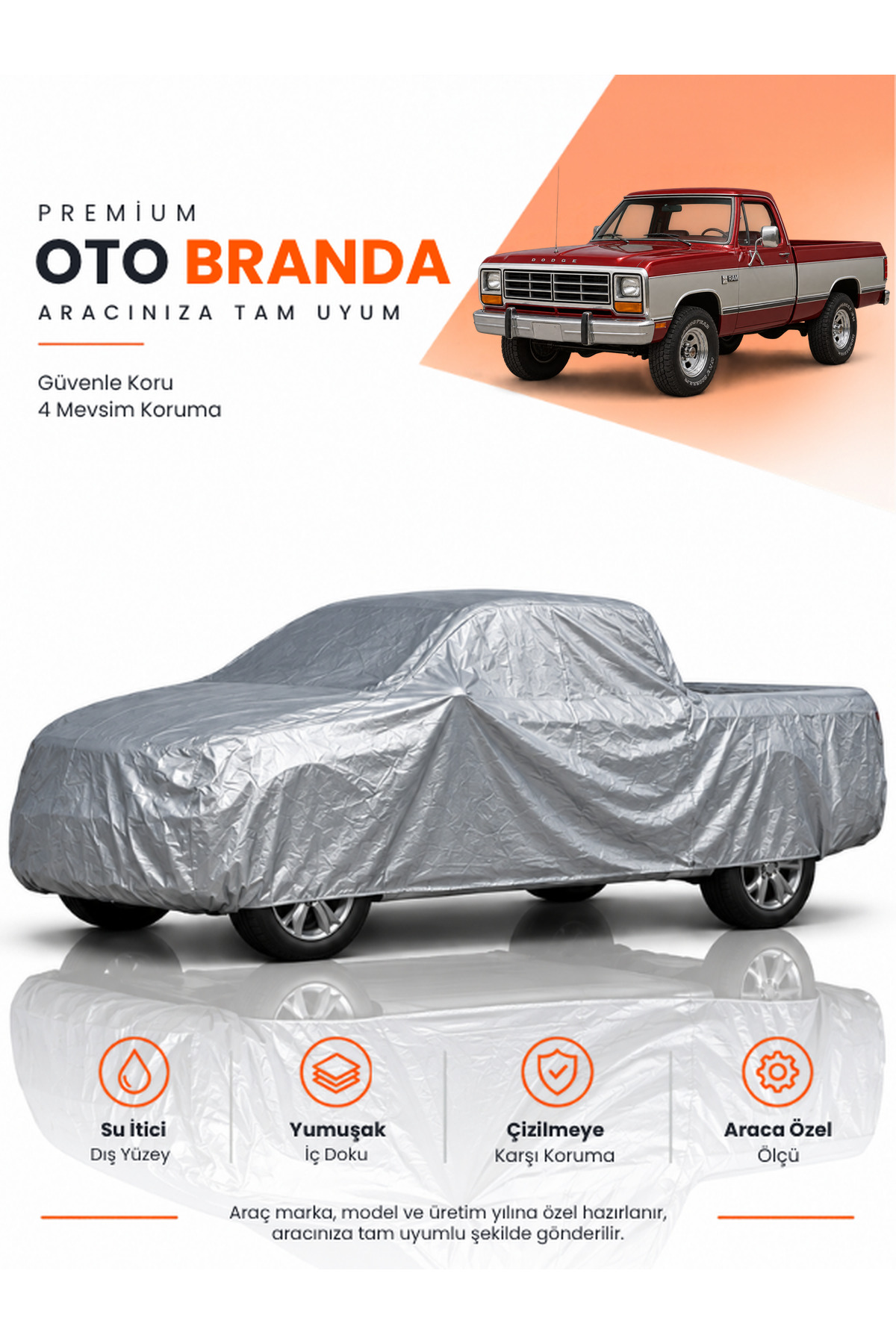 DODGE RAM (1981-1993) PICKUP Uyumlu Araba Brandası Oto Branda Araba Örtüsü Araç Çadırı