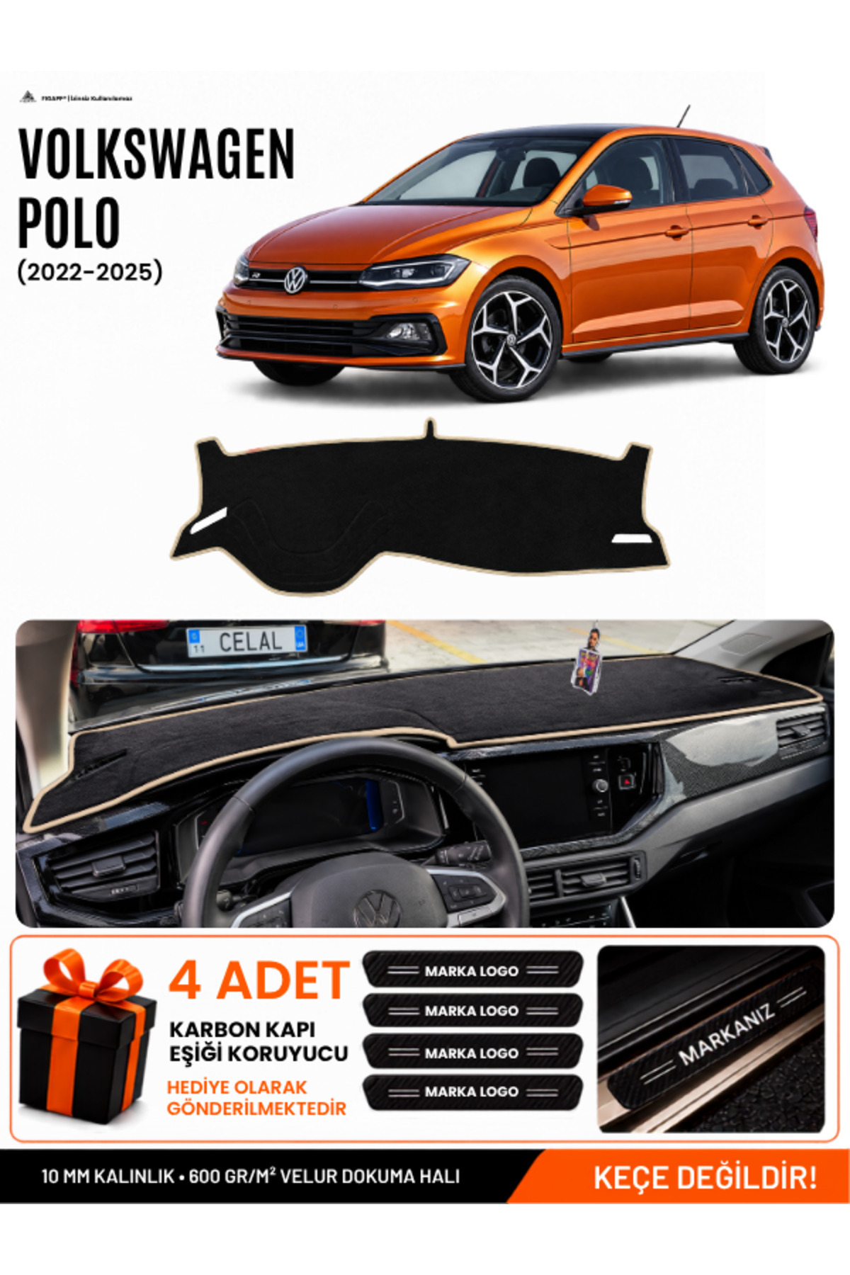 VOLKSWAGEN POLO (2022-2025) Uyumlu Torpido Siyah-Bej