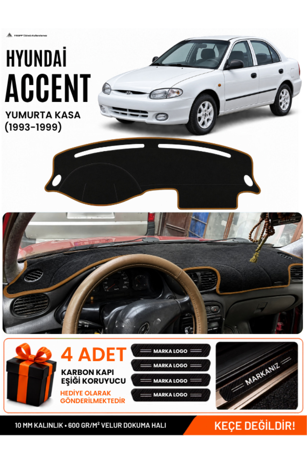 HYUNDAİ ACCENT YUMURTA KASA (1993-1999) Uyumlu Torpido Siyah-Kahverengi