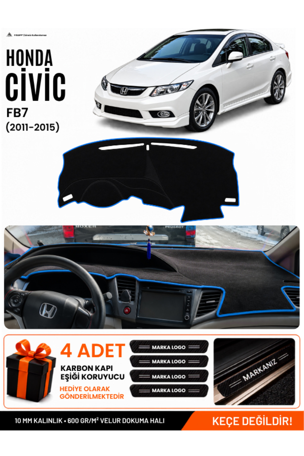 HONDA CIVIC FB7 (2011-2015) Uyumlu Torpido Siyah-Mavi