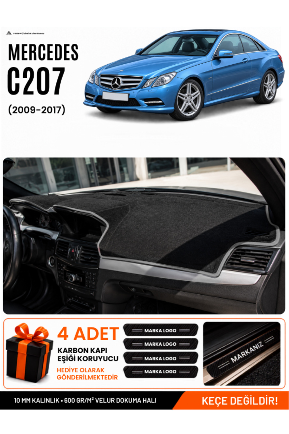 MERCEDES C207 (2009-2017) Uyumlu Torpido Siyah-Gri