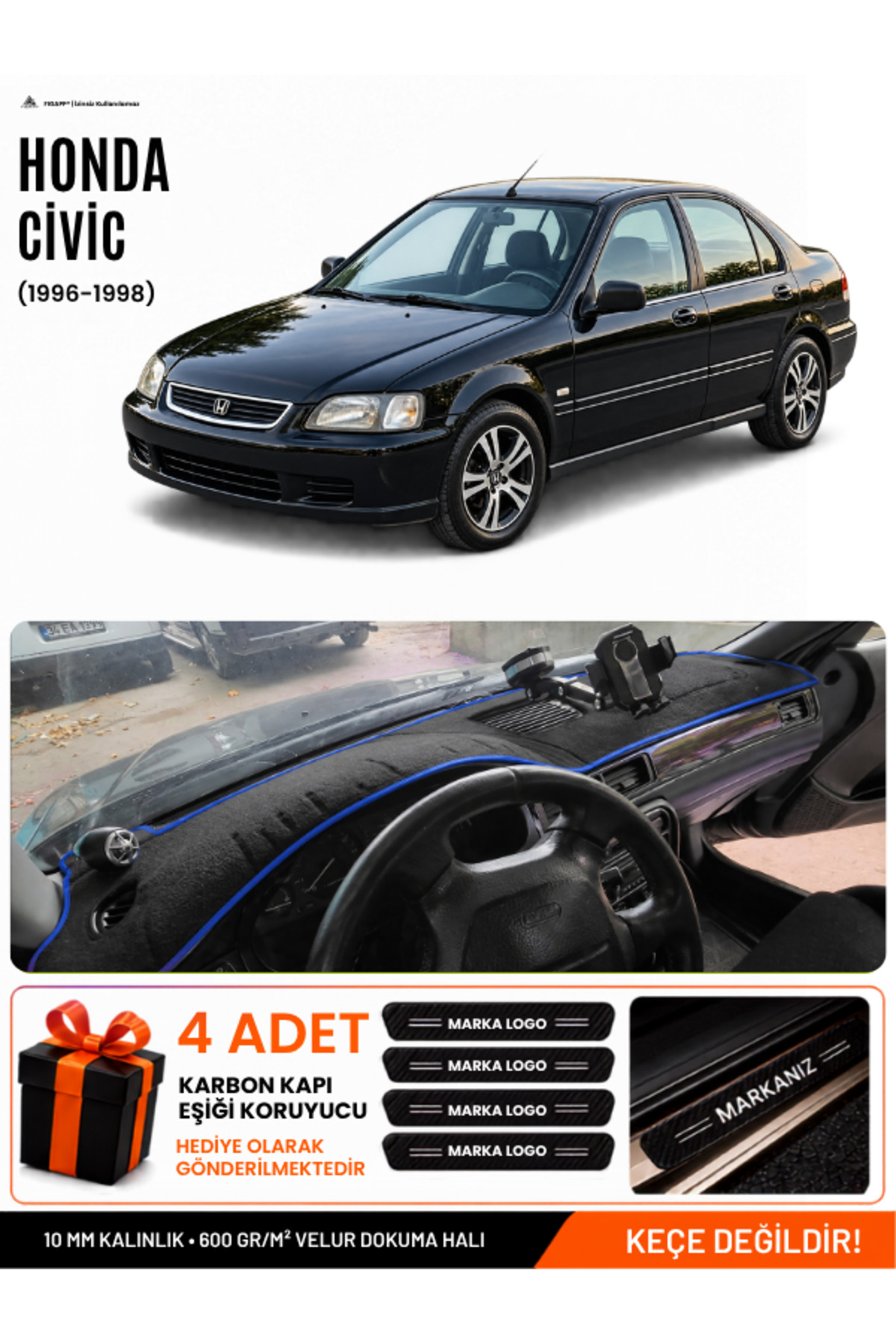 HONDA CİVİC (1996-1998) Uyumlu Torpido Siyah-Mavi