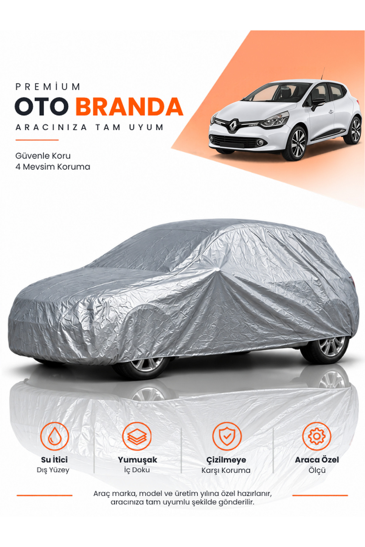 RENAULT CLİO 4 (2012-2019) HATCHBACK Uyumlu Araba Brandası Oto Branda Araba Örtüsü Araç Çadırı