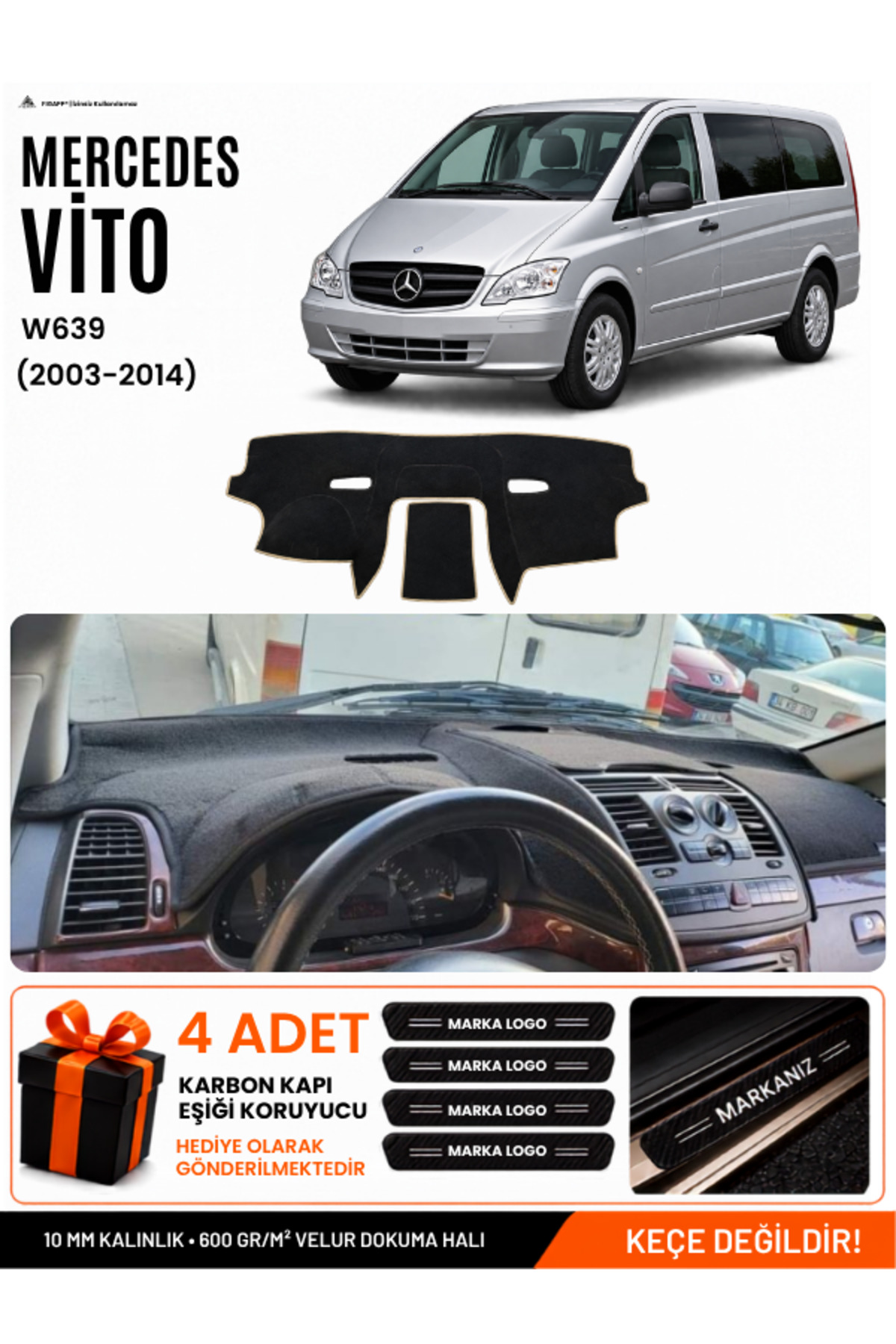 MERCEDES VİTO W639 (2003-2014) Uyumlu Torpido Siyah-Bej