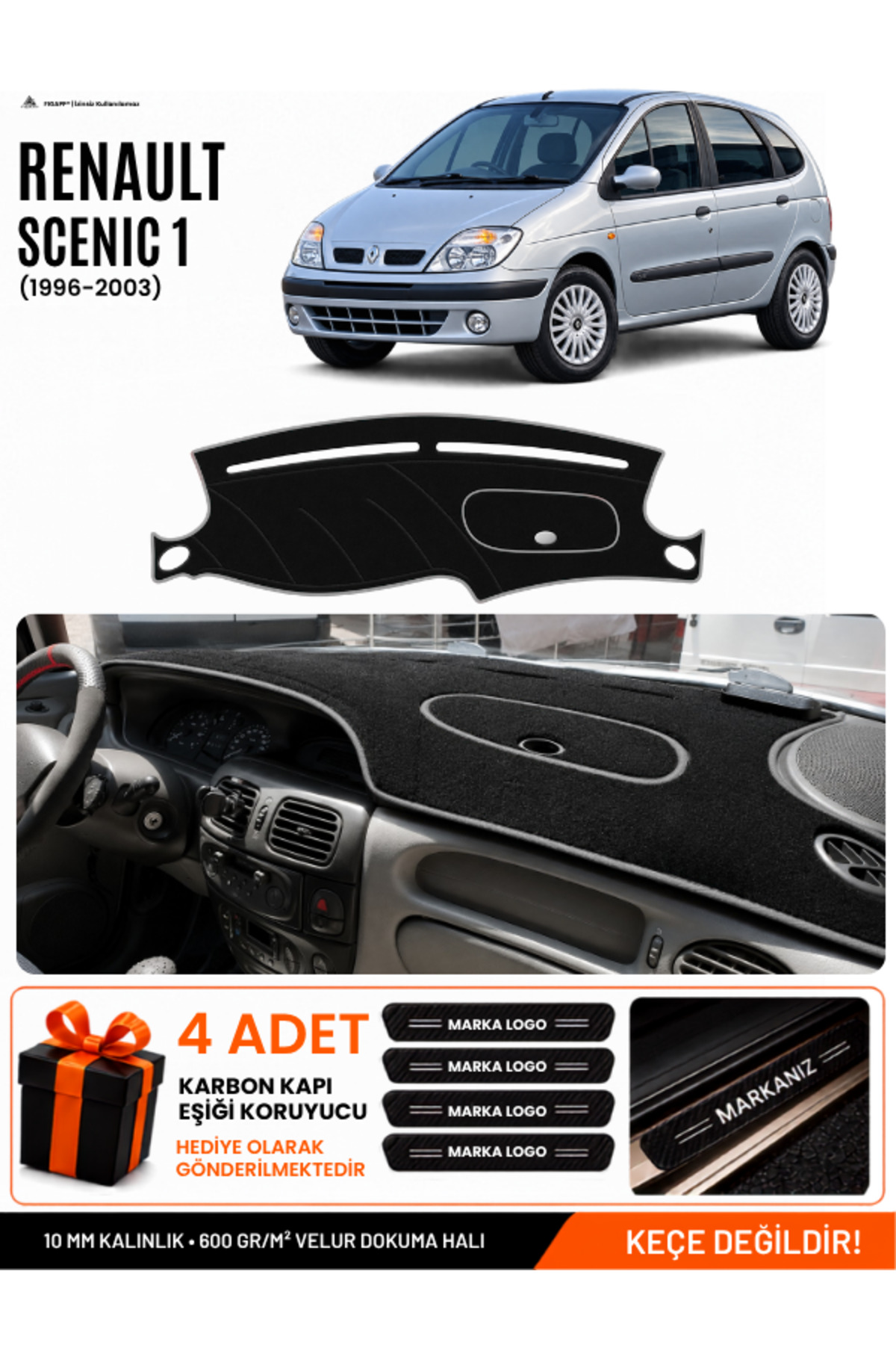 RENAULT SCENIC 1 (1996-2003) Uyumlu Torpido Siyah-Gri