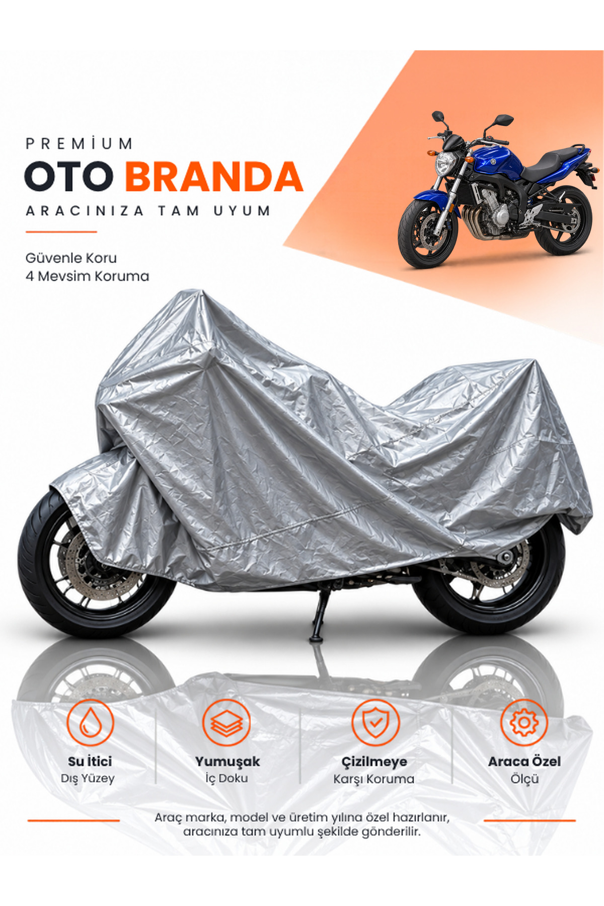 YAMAHA FZ6 (2004-2010) NAKED Uyumlu Motosiklet Brandası Motor Brandası Motor Örtüsü Motor Çadırı