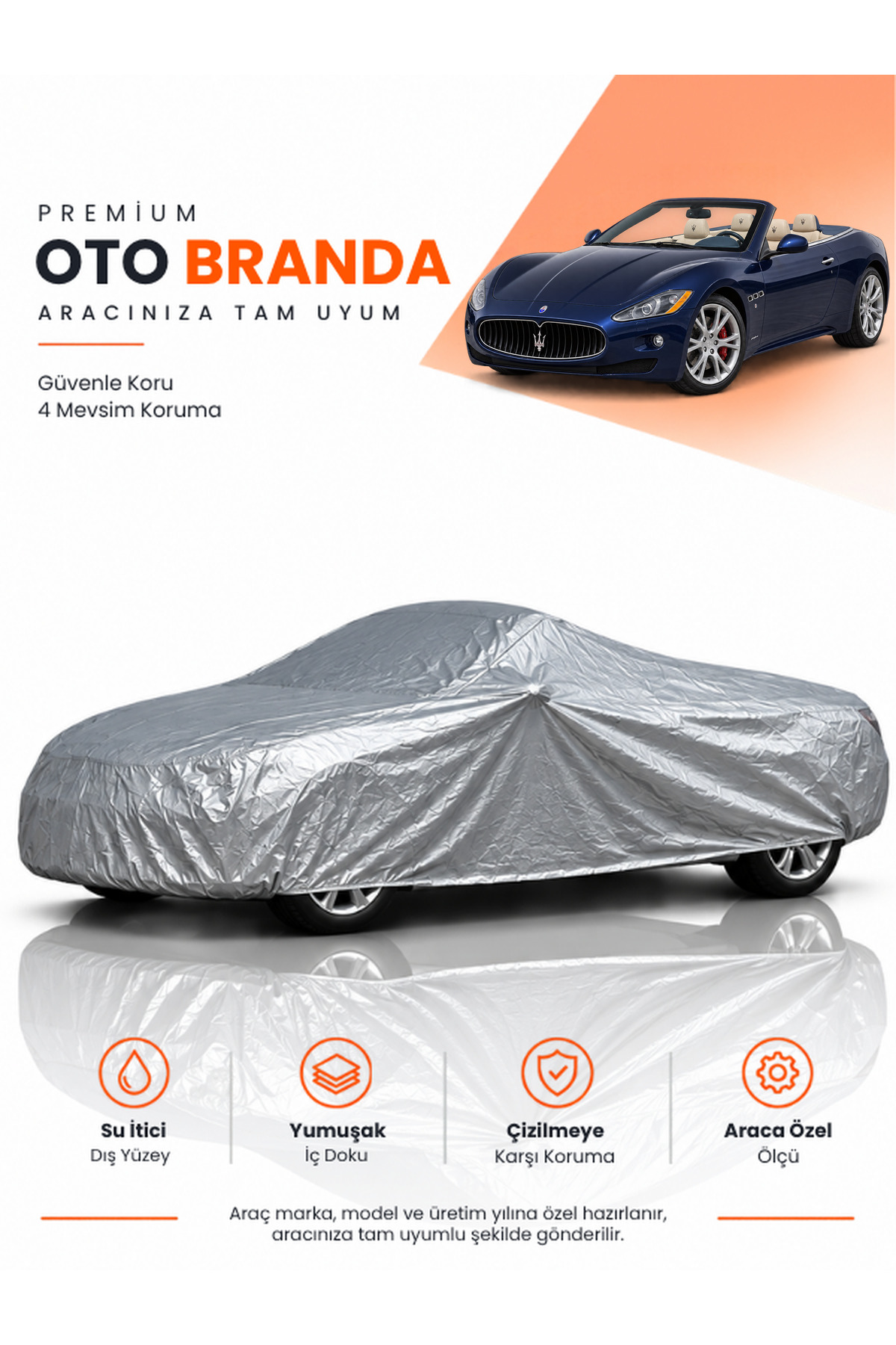 MASERATİ GRANCABRİO (2010-2019) CABRIO Uyumlu Araba Brandası Oto Branda Araba Örtüsü Araç Çadırı