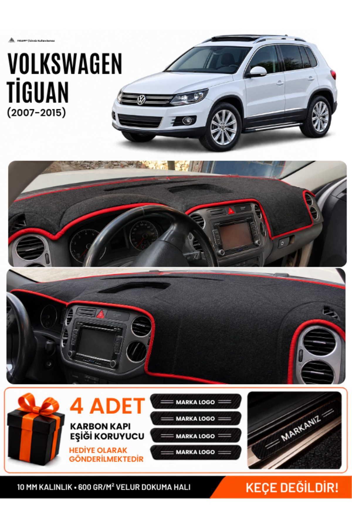 VOLKSWAGEN TİGUAN (2007-2015) Uyumlu Torpido Siyah-Kırmızı
