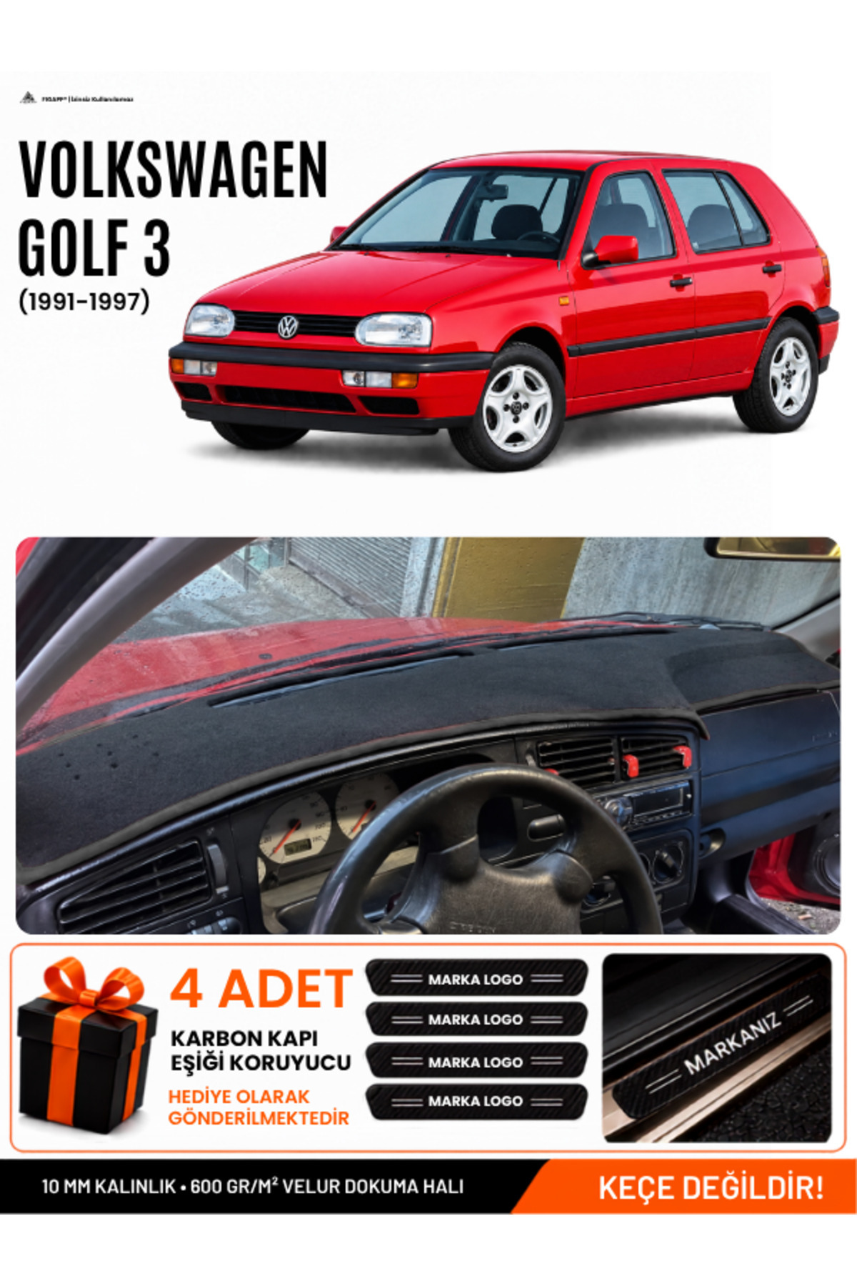 VOLKSWAGEN GOLF 3 (1991-1997) Uyumlu Torpido Siyah